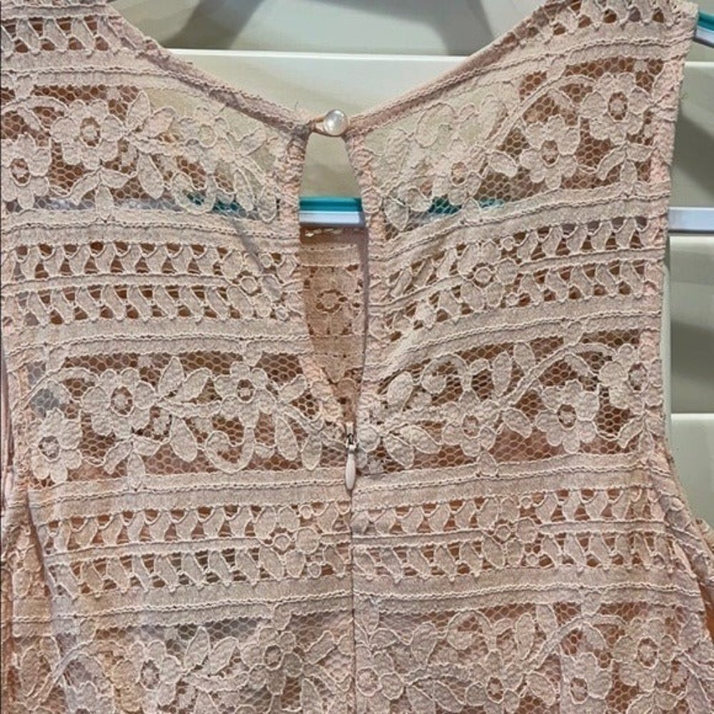 Disney Princess Girls Midi Dress Peach Floral Lace Cottagecore Retro Vibes Sz M - Picture 5 of 9
